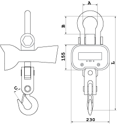 Габаритные размеры крановых весов CAS CASTON I 1, 2, 3, 5THA